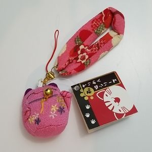 Little pink Japanese cat decoration NWT